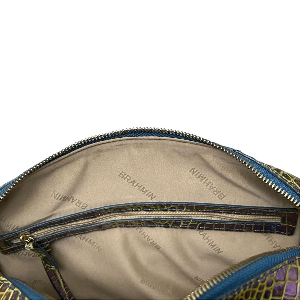 Brahmin Stacy Illuminate Melbourne Satchel Iridescent Purple Blue Leather Bag - Picture 13 of 15
